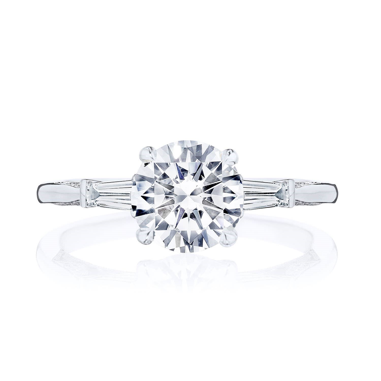 Tacori 18 Karat White Gold Simply Tacori Semi-Mount Ring With 0.35Tw Baguette Diamonds
*Setting only, center stone not included